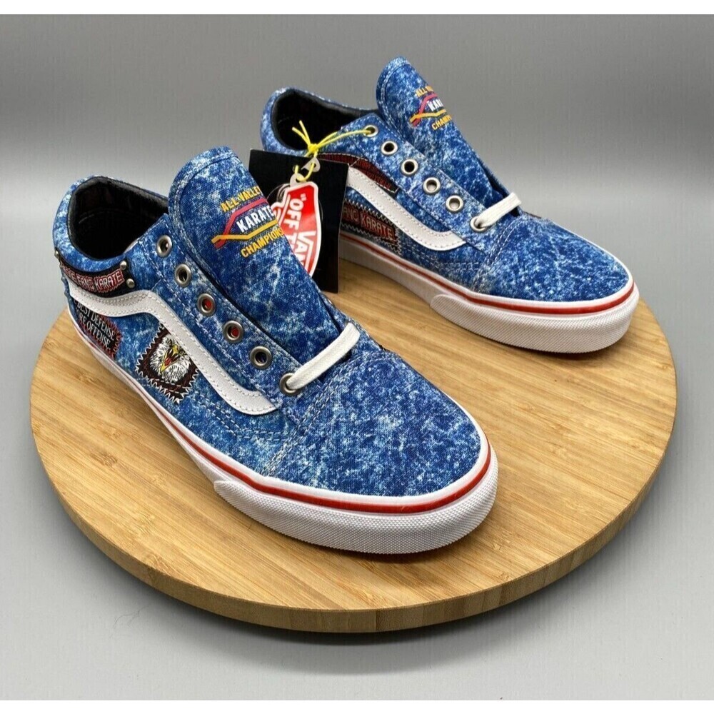Vans Retro 90s Cobra Karate Shoes Blue Canvas Denim Skate Mens 8 Womens 9.5